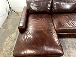 Side view of the espresso brown leather sectional sofa