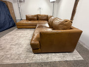 West Elm Haven Leather Sectional - Saddle Leather/Nut - 108