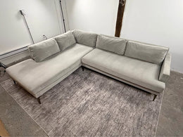 West Elm Andes 2-Piece Left Bumper Chaise Sectional - Silver