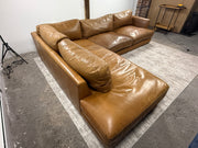 West Elm Haven Leather Sectional - Saddle Leather/Nut - 108