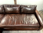 Alternate angle of the Restoration Hardware Maxwell leather sectional sofa