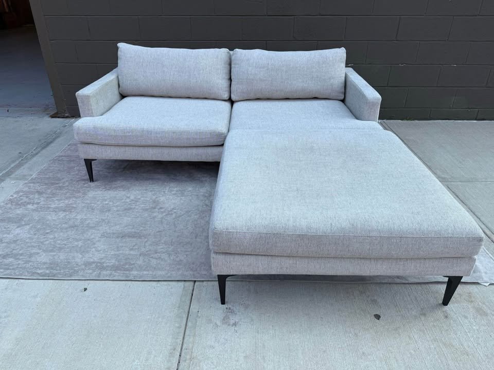 West Elm Andes Sectional with Ottoman in Frost Gray – Used (Good Condition)