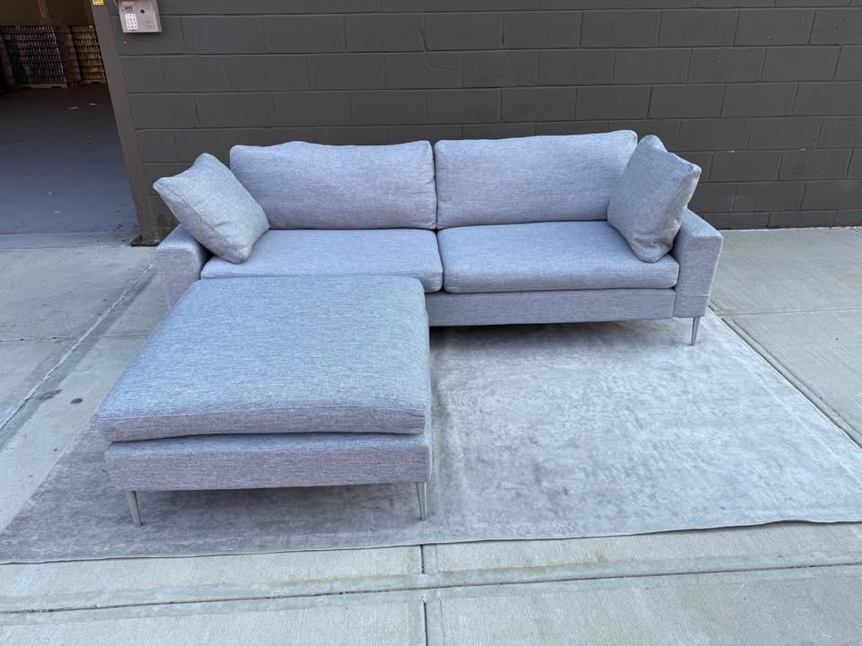 Article Nova Sofa with Matching Ottoman in Gray – Used (Like New)