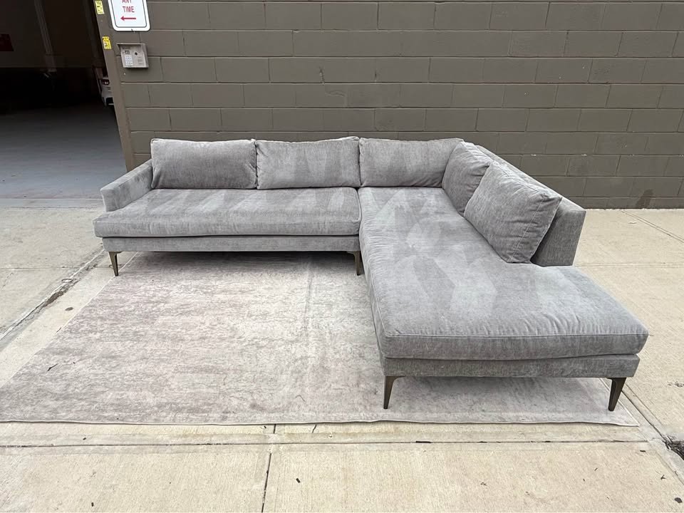 West Elm Andes Right 2-Piece Sectional in Mineral Gray – Used (Like New)